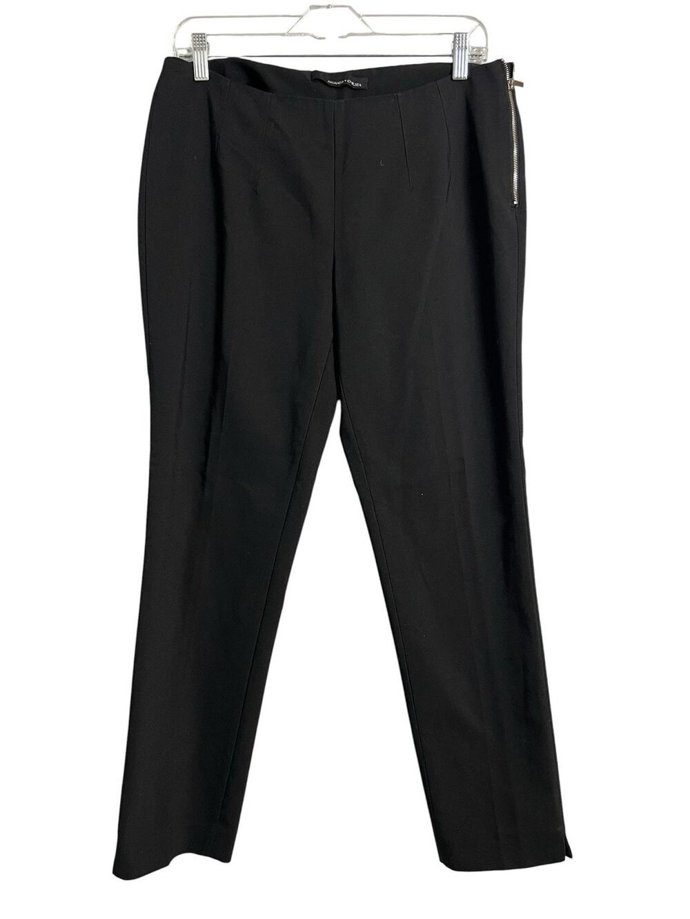 Amanda + Chelsea Dress Pants Womens 8 Black Straight Leg Stretch Side Zip Career
